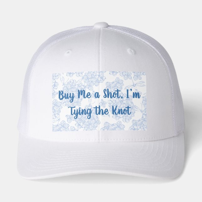 Elegant Script Floral Funny Bride Trucker Hat (Front)