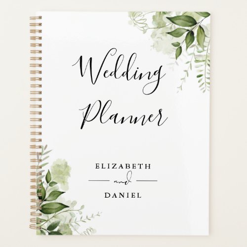 Elegant Script Floral Greenery Wedding Planner