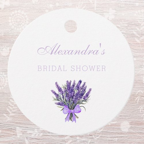Elegant Script Floral Lavender Bridal Shower   Favor Tags