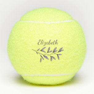 Elegant Script Floral Monogrammed Name Tennis Balls