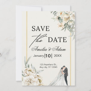 Elegant Script Floral Save The Date Announcement