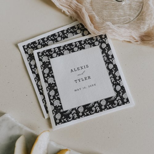 Elegant Script Floral Wedding Napkins