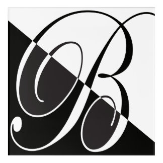 Elegant Script Flourish Letter B Acrylic Wall Art
