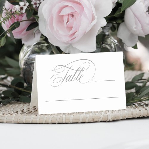 Elegant Script Flourishes Gray Place Card