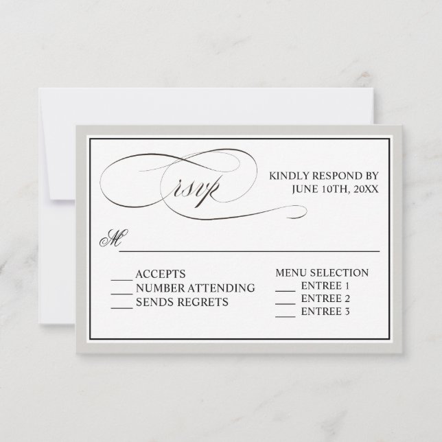 Elegant Script Flourishes RSVP with Any Color (Front)