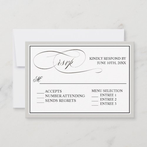 Elegant Script Flourishes RSVP with Any Color