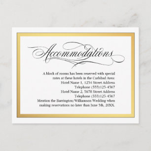 Elegant Script Flourishes Wedding Accommodations Announcement Postcard