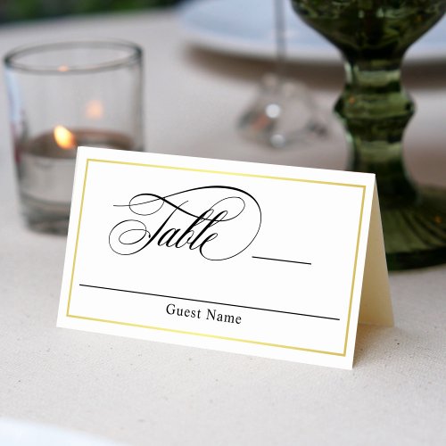 Elegant Script Flourishes Wedding Place Card