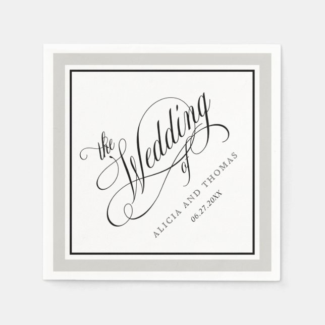 Elegant Script Flourishes Wedding with Any Color Napkins (Front)
