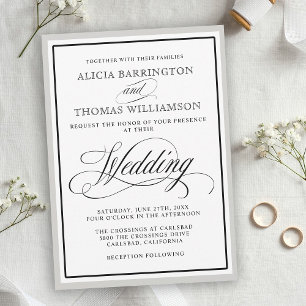 Elegant Script Flourishes with Any Color Border Invitation