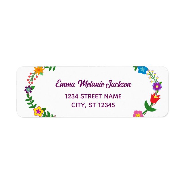 Elegant Script Flowers Modern Return Address Label (Front)