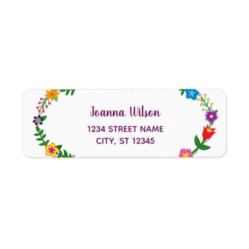 Elegant Script Flowers Modern Return Address Label