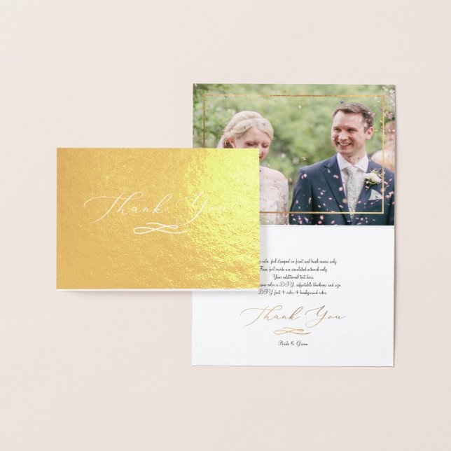 Elegant Script Foil, Wedding Photo Thank You Foil Card (Display)