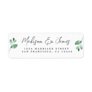 Elegant Script Foliage Wedding Return Address Label