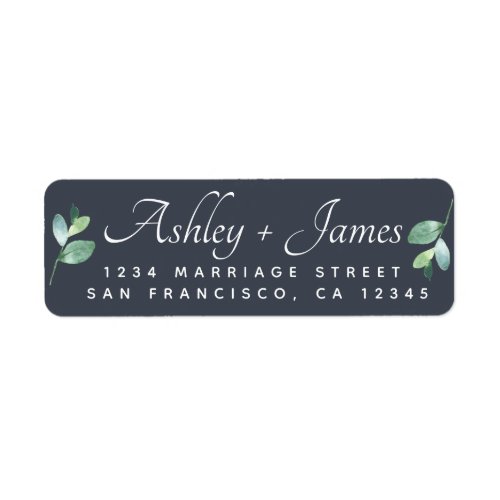 Elegant Script Foliage Wedding Return Address Label