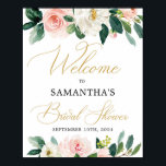 Elegant script font boho blush greenery welcome poster<br><div class="desc">Elegant script font boho blush greenery bridal shower welcome sign 8x10 poster, </div>