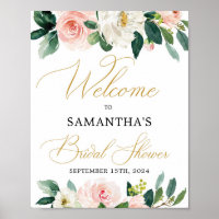 Elegant script font boho blush greenery welcome