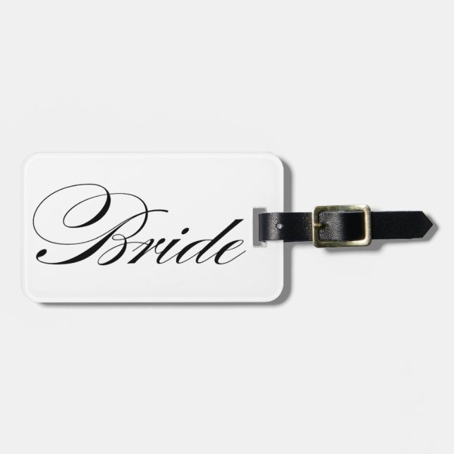 Elegant script font Bride luggage tag honeymoon (Front Horizontal)