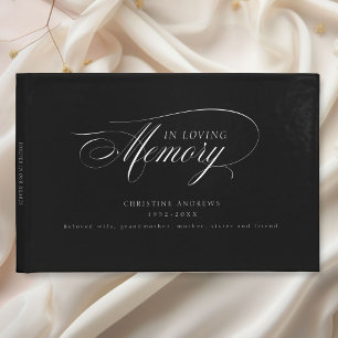 Elegant, Script Font "In Loving Memory" Funeral Guest Book