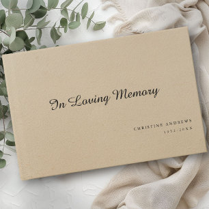 Elegant, Script Font "In Loving Memory" Funeral Guest Book