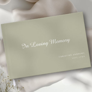 Elegant, Script Font "In Loving Memory" Funeral Guest Book