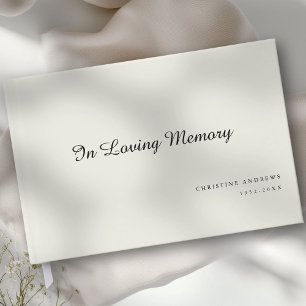 Elegant, Script Font "In Loving Memory" Funeral Guest Book