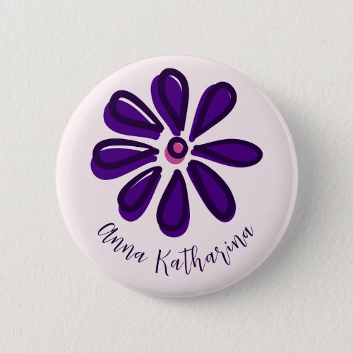 Elegant Script Font Name Purple Flower Doodle Button