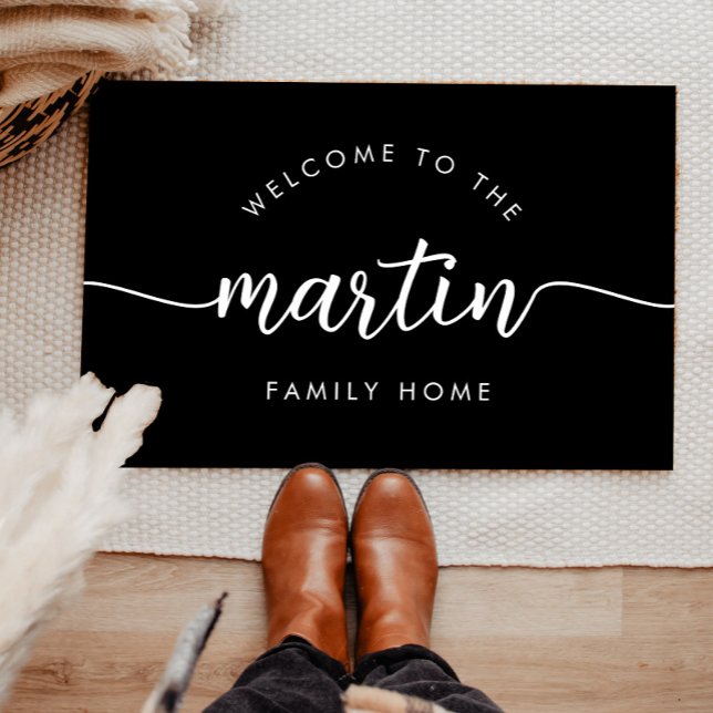 Elegant Script Font Personalized Family Name  Doormat (Creator Uploaded)