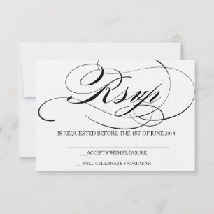 Elegant script font RSVP card wedding invitation