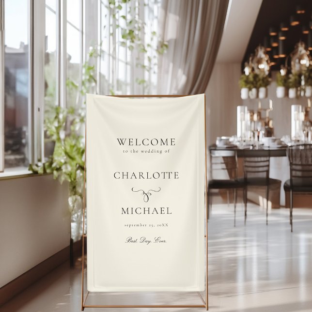 Elegant, script font "Welcome" beige, wedding Banner (Creator Uploaded)
