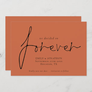 Elegant Script Forever QR code Terracotta  Save The Date