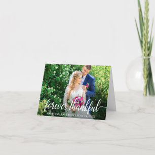 Elegant Script Forever Thankful Wedding Note Letterpress Thank You Card