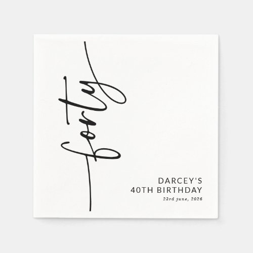 Elegant Script Forty 40th Birthday Napkins