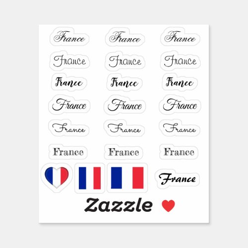 Elegant script France  French Flag name Set Sticker