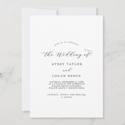 Elegant Script Front and Back The Wedding Of Invitation