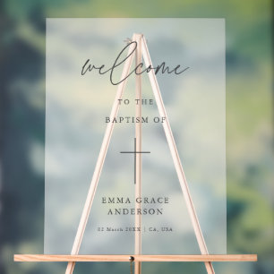 Elegant Script Frosted Baptism Welcome Acrylic Sign