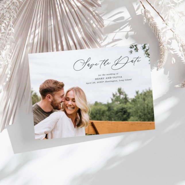 Elegant Script Full Photo Horizontal Save The Date (Creator Uploaded)