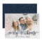 Elegant Script Full Photo Merry Christmas Navy