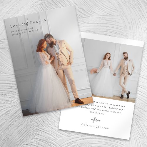 Elegant Script Full Photo Wedding Thank You Card