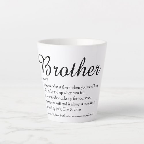 Elegant Script Fun Cool Best Brother Definition  Latte Mug