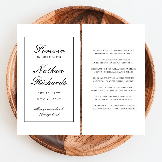 Elegant Script Funeral Memorial Prayer Card (Creator Uploaded)