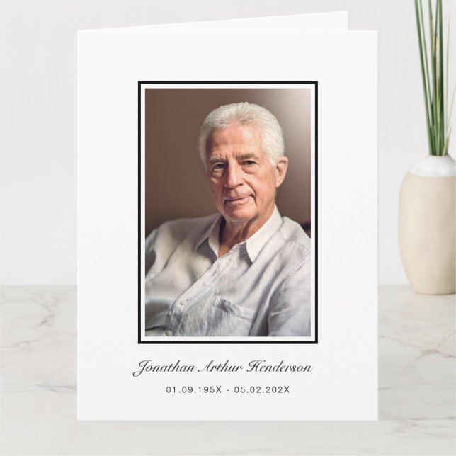 Elegant Script Funeral Photo Letterpress Thank You Card (Front)