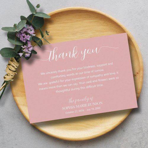 Elegant Script Funeral Thank You Card