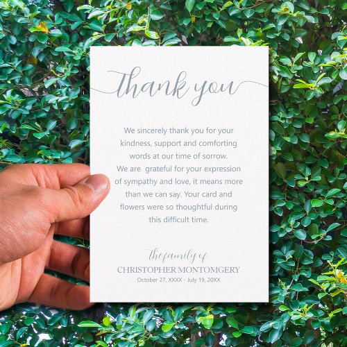 Elegant Script Funeral Thank You Card