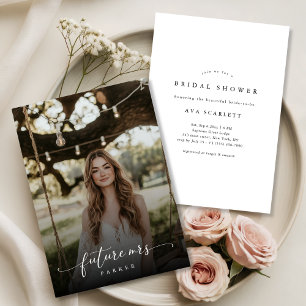 Elegant Script Future Mrs Bridal Shower Photo Invitation