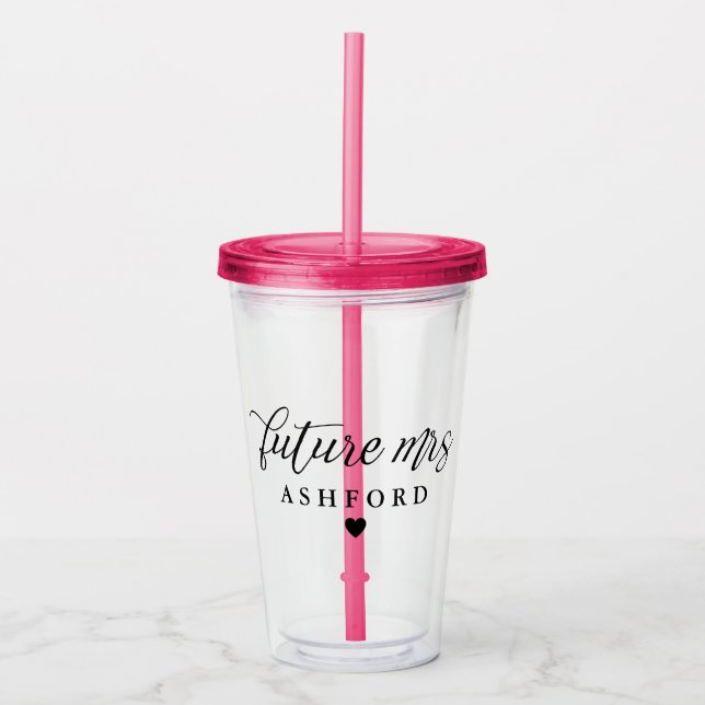 Elegant Script Future Mrs Coffee Acrylic Tumbler (Front)