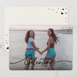 Elegant Script Galentine's Day Flat Photo Holiday Card