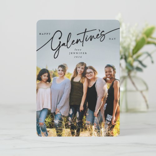 Elegant Script Galentines Day Photo Card