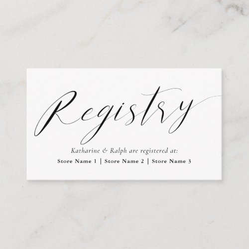 Elegant Script Gift Registry Enclosure Card