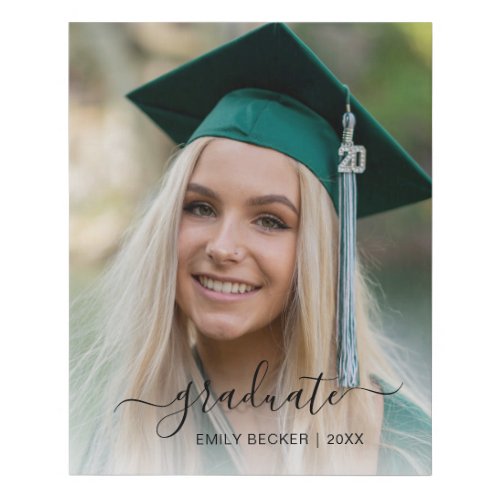 Elegant Script Girl Graduate Photo Graduation Faux Canvas Print